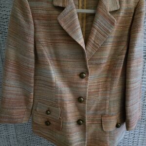 Kasper Peach & Cream Striped Tailored Blazer